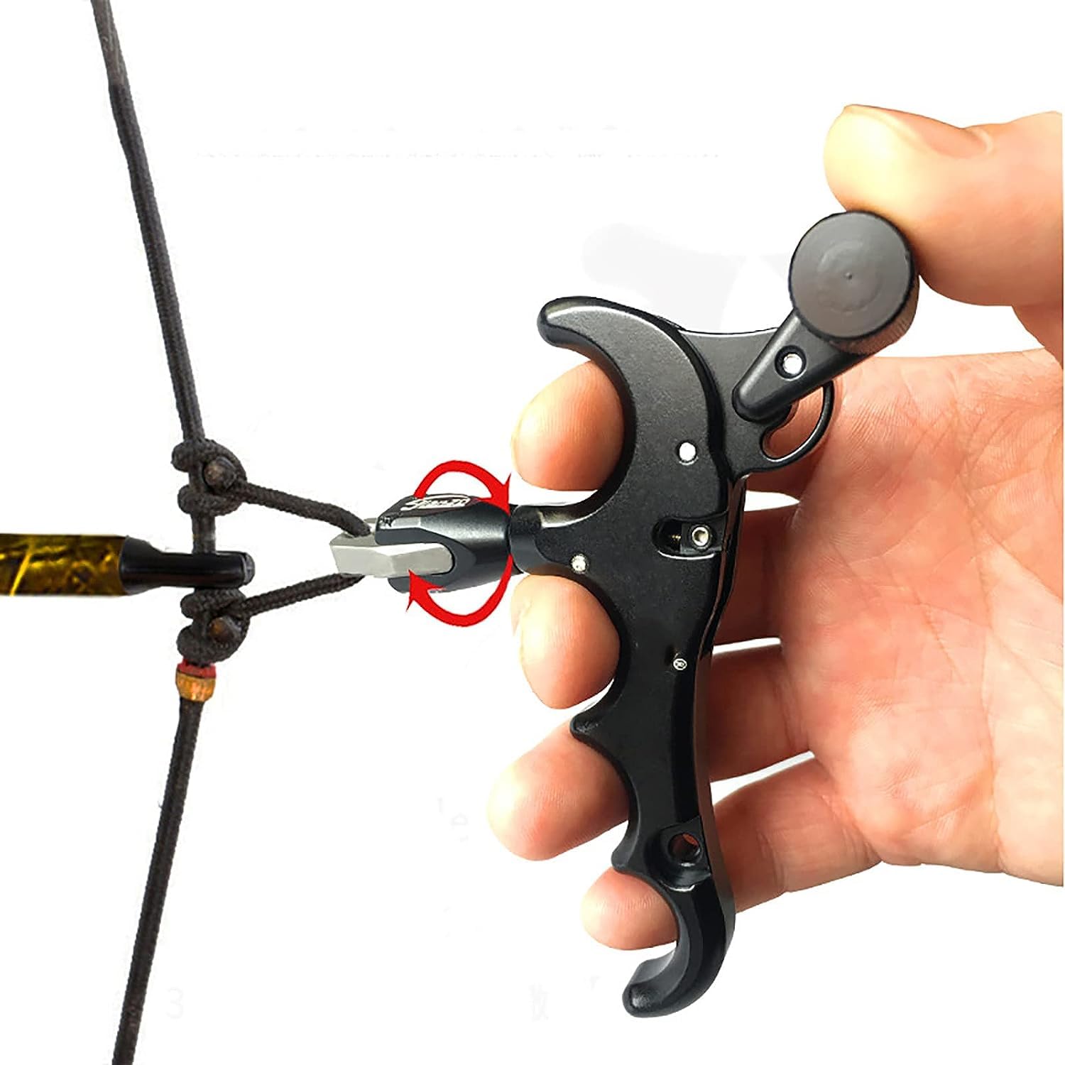 Archery Release Aids, Trigger Thumb Bow Release, 4 Fingers Adjustable Can Rotate 360° Thumb Release Bow Aluminum Alloy Aids for Compound Bow, Compound Bow Hunting Archery Hunting.