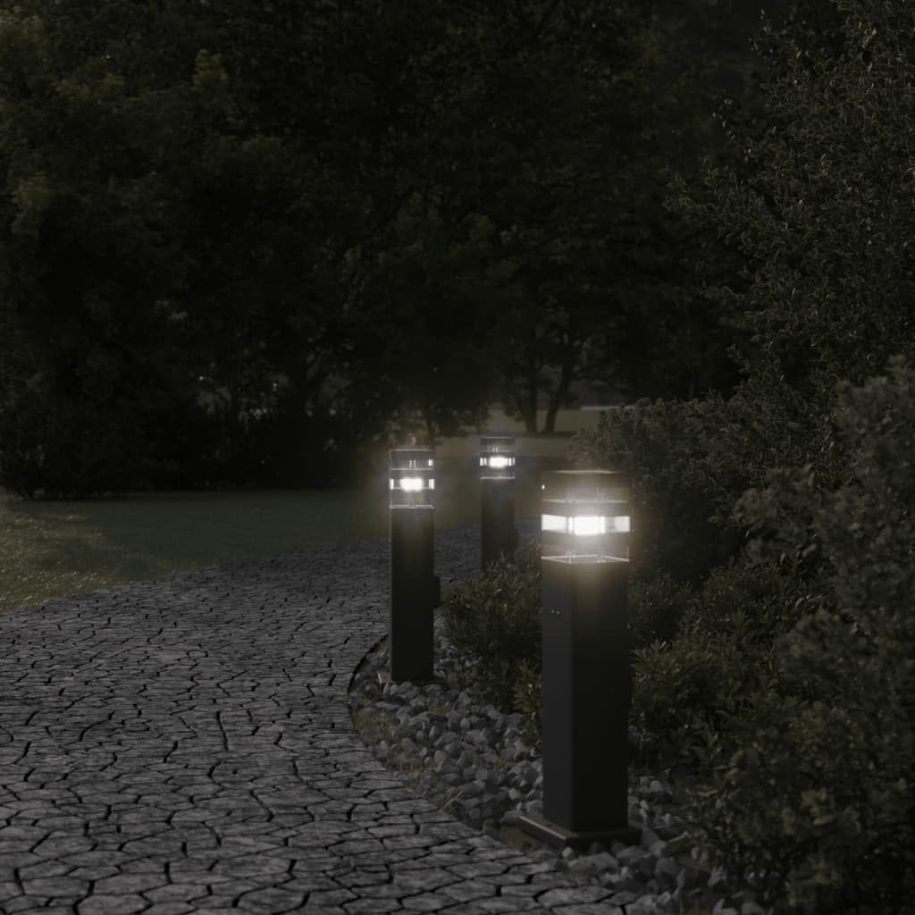 Lampy podłogowe zewnętrzne z wtyczką 3 szt. Aluminium Czarny 50 cm