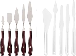 Worison तेल, ऐक्रेलिक और वॉटरकलर पेंटिंग के लिए 10pc धातु और प्लास्टिक स्पैटुला पैलेट पेंटिंग चाकू सेट