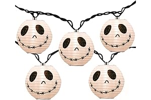 GOOTHY's 8.5Ft Halloween Ghost String Lights, Enhancing the Spooky Ambiance with Ghostly Nylon Lanterns