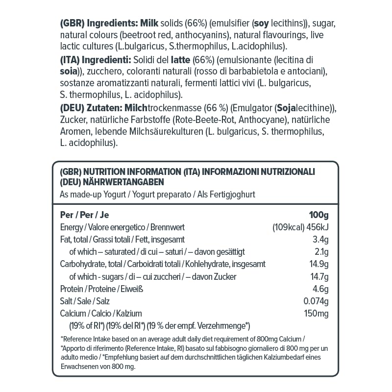 EasiYo Joghurt nach griechischer Art mit Schwarzkirschegeschmack, 8 Beutel | Jeder Beutel ergibt 1 kg Joghurt