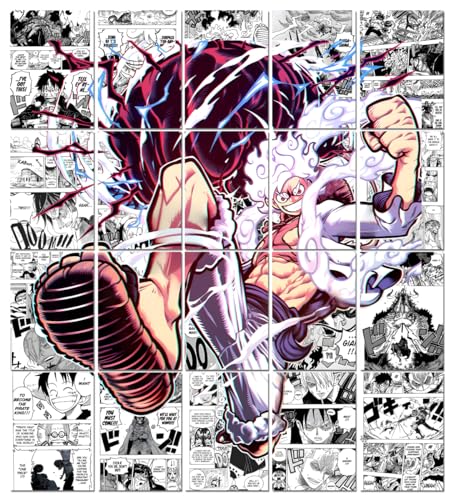 Image of Moment Prints Luffy Manga Collage Poster Set 2 - Set of 20, 210 mm x 297 mm, 300 GSM Paper, Luffy Posters, Monkey D. Luffy Poster (Luffy Manga 2) - Glue Dots Included, Cardstock