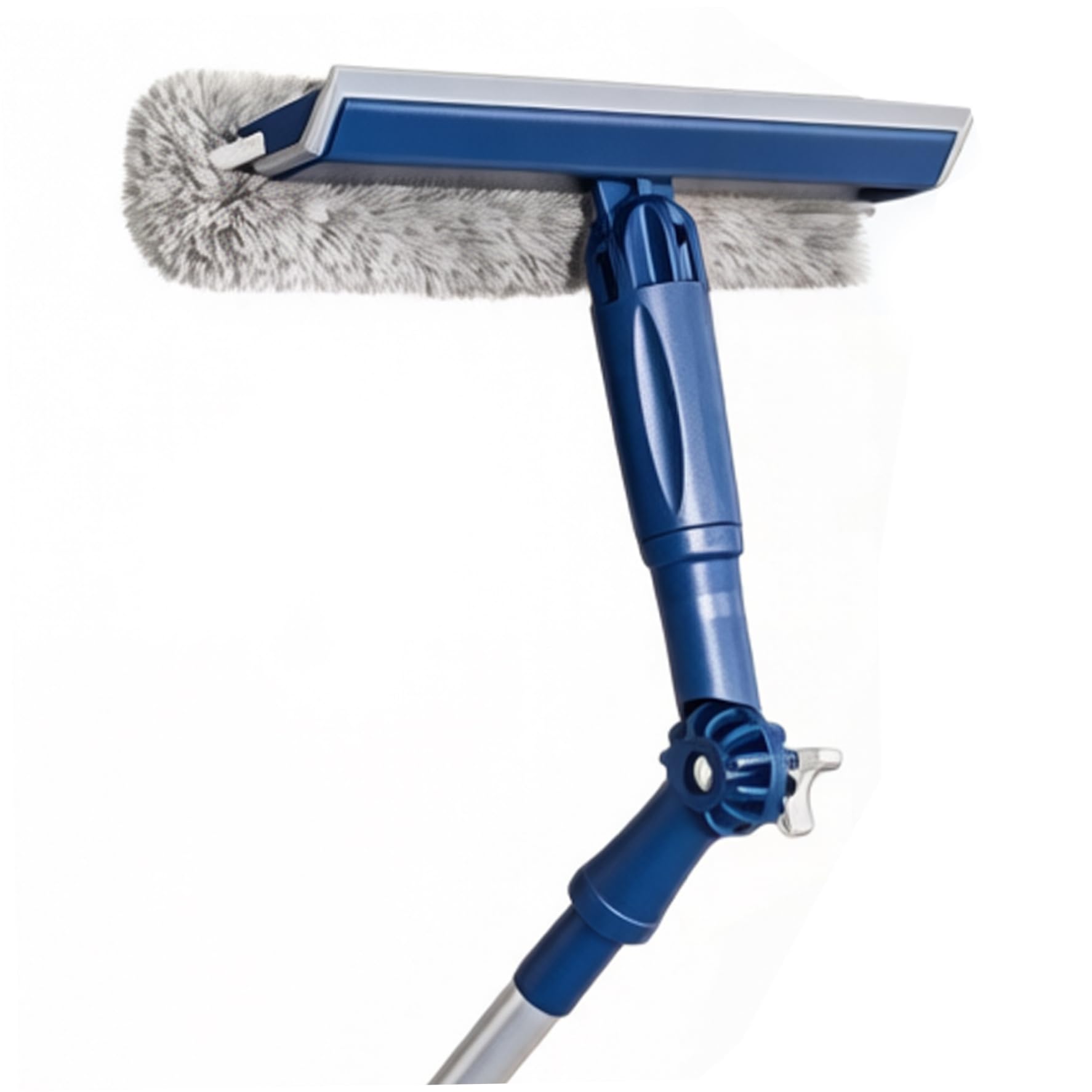 Window Squeegee with Extension Pole, Adjustable Telescopic Cleaner Tool with 180° Rotating Scrubber Squeegee for Indoor Outdoor Window with Extension Pole, Telescopic Cleaner, 180 R