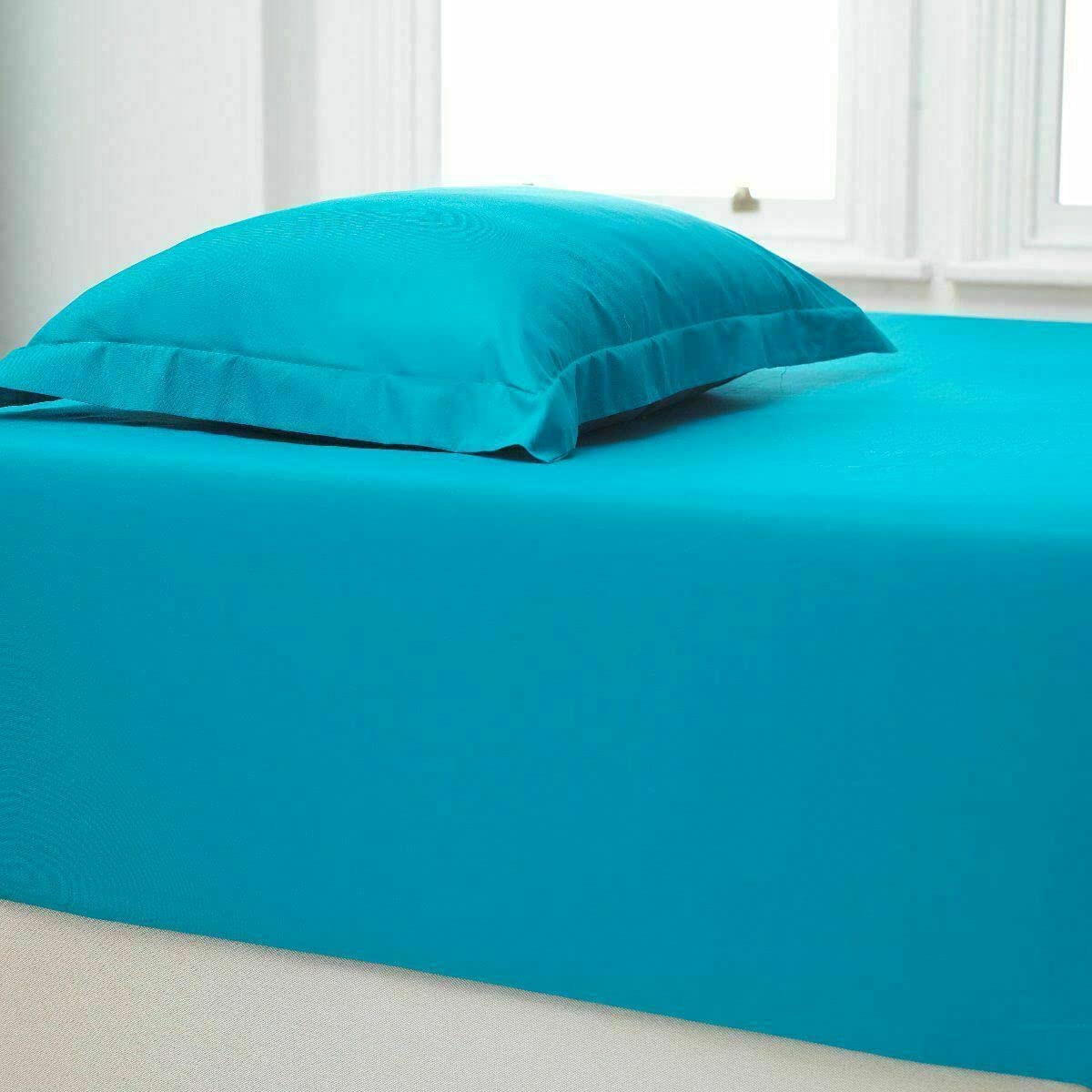 LUXURY EXTRA DEEP BOX 40CM FITTED SHEET 180 THREAD COUNT POLY COTTON FIT BED COVER SHEETS SINGLE DOUBLE KING SUPER SIZES (Teal, Super King)