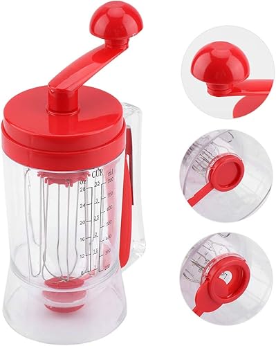 Miniatura 8 de Mezclador de masa para magdalenas, mezclador manual de masa, dispensador de masa para panqueques con tapa de batidor de manivela, suministros de