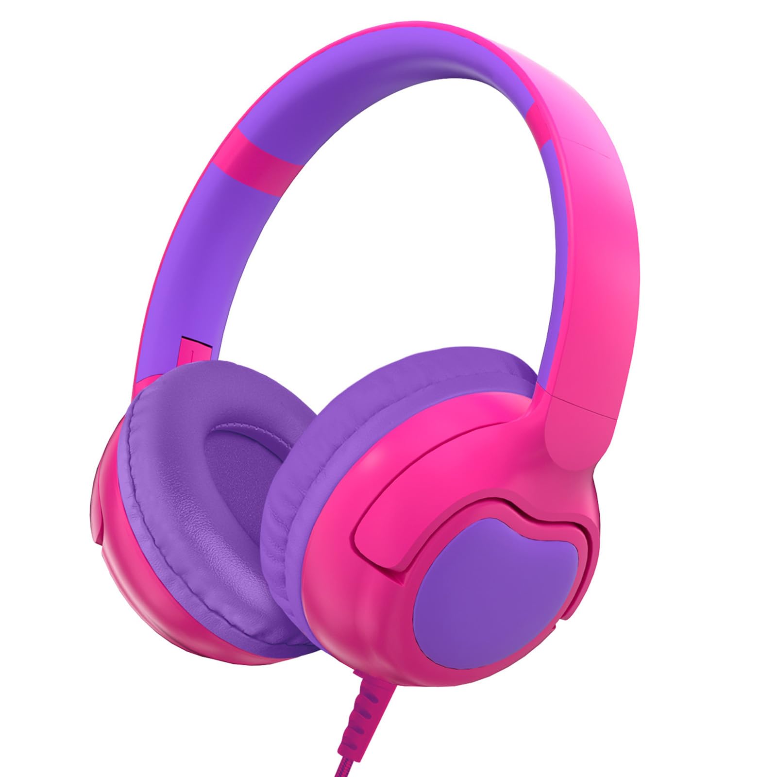 ZIHNIC Wired Kids Headphones, Safe 85dB Volume Limit for Boys & Girls, Comfortable Earpads, Foldable Design for School, Tablets, and Travel-Rose RED