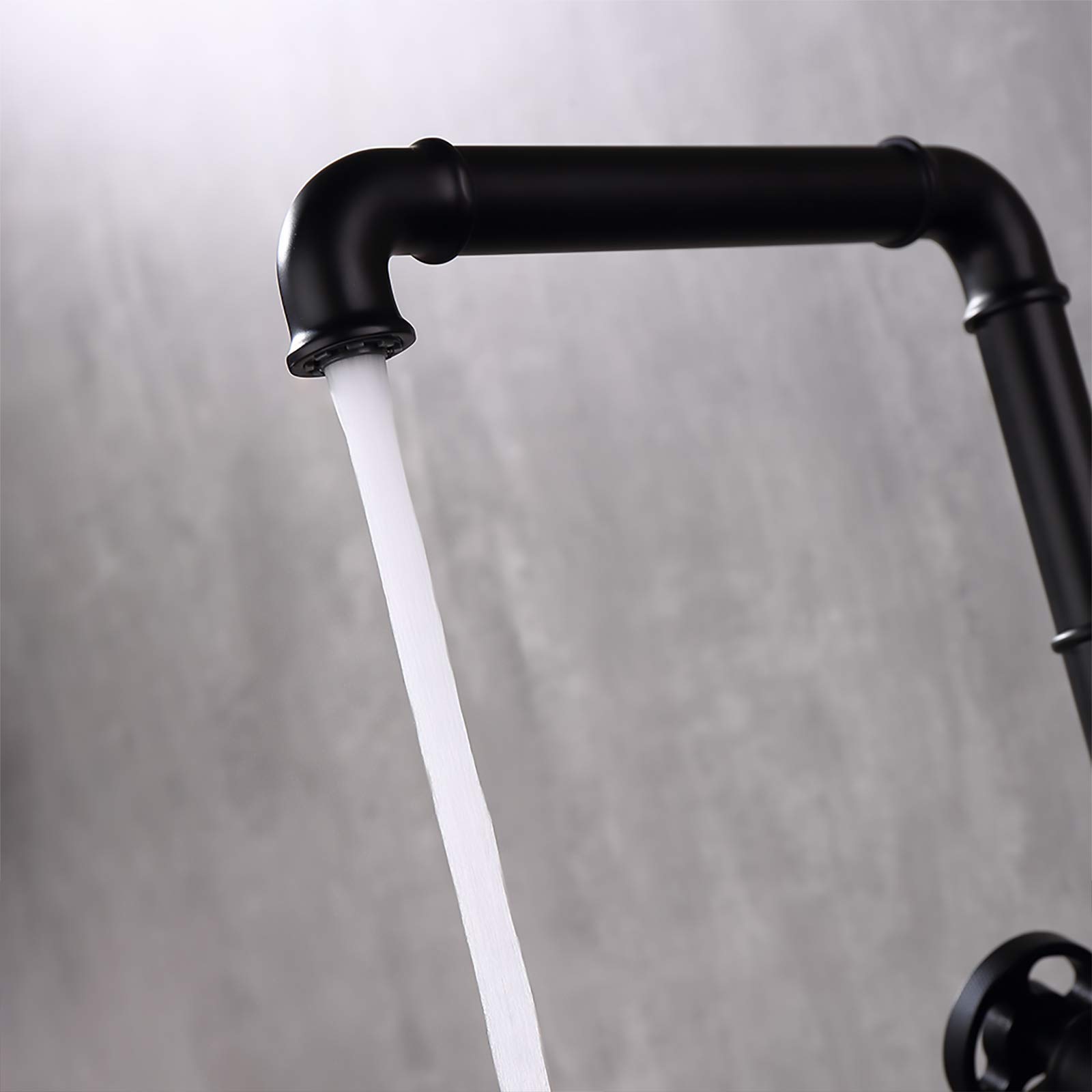Rubinetto per lavello da cucina industriale girevole a 360° miscelatore caldo e freddo rubinetto monoblocco in ottone doppia maniglia finitura nera (colore: Cromo)