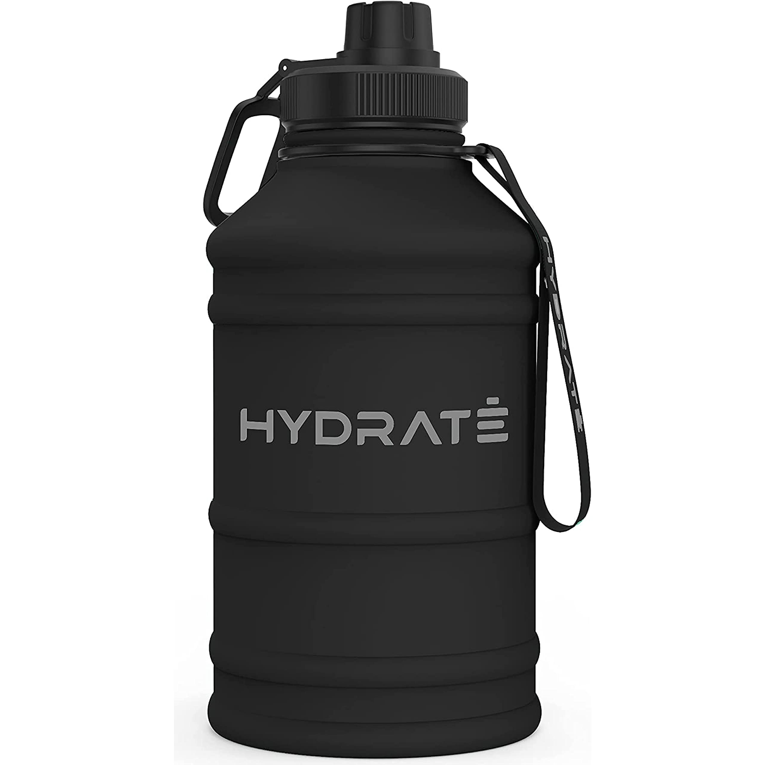 HYDRATE Stainless Steel 1.3 and 2.2 Litre Water Bottle - Various Colour Options - BPA-free Metal Gym Water Bottle - Convenient Nylon Carrying Strap and Leak-Proof Screw Cap