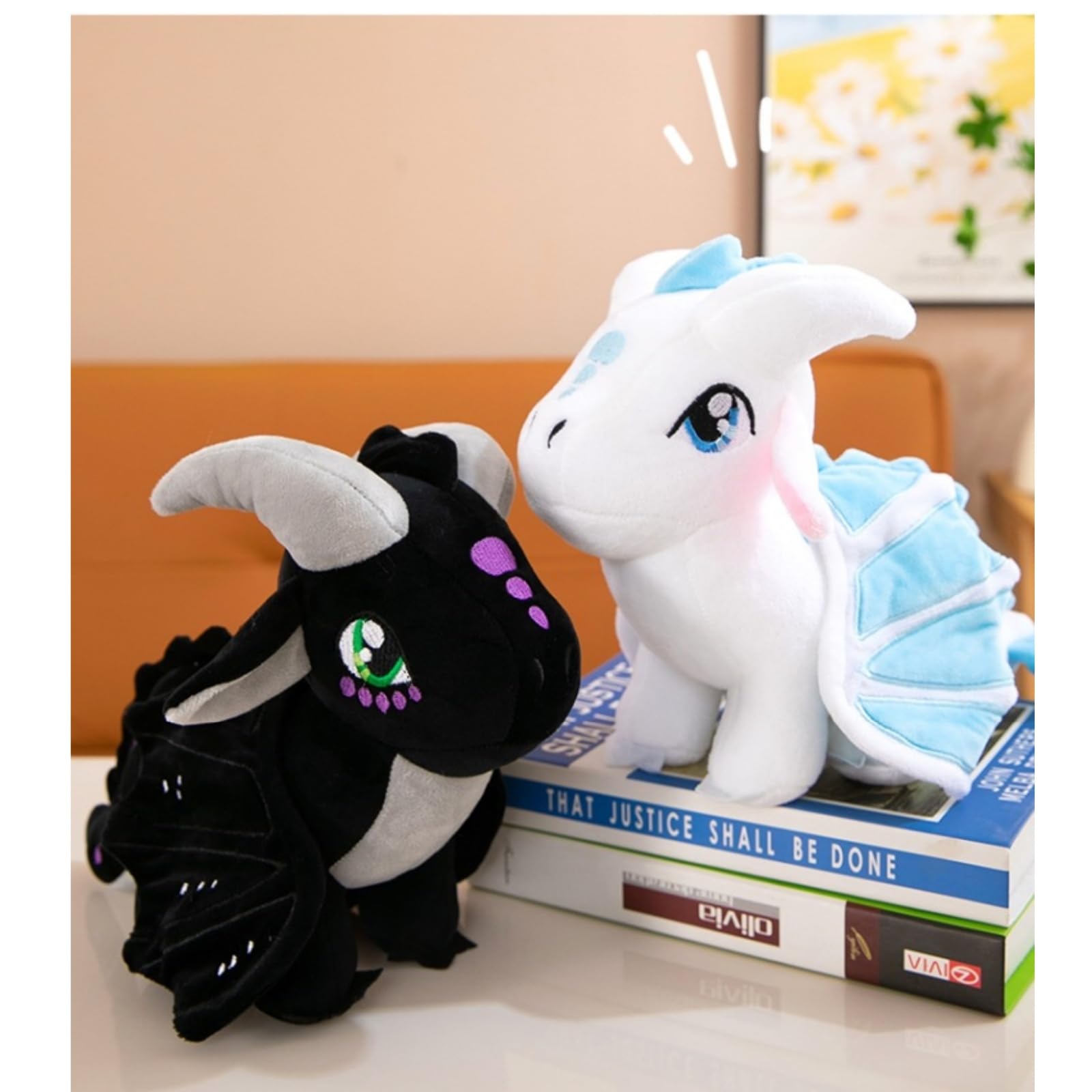 Wings Dragon Plush Stuffed Animal Cute Fire Dragon Plushies Stuffy Merch for Kids Boys Girls (black) - Image 3