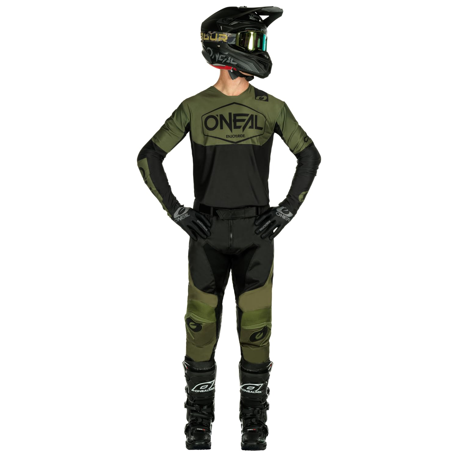 O'NEAL | Motocross-Hose | Enduro Motorrad | Strapazierfähige Denierstoffe, Leder-Hitzeschutz an beiden Knie-Innenseiten | Pants Mayhem Hexx V.24 | Erwachsene | Blau Orange