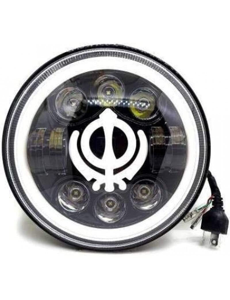 Spedy Design 7 Inch LED Khanda Headlight for Mahin-DRA Thar, HAR-Ley DA.VID-Son, Roy.AL-ENFI-ELD, Bullet 350, Bullet Electra, Classic Shuvmix135