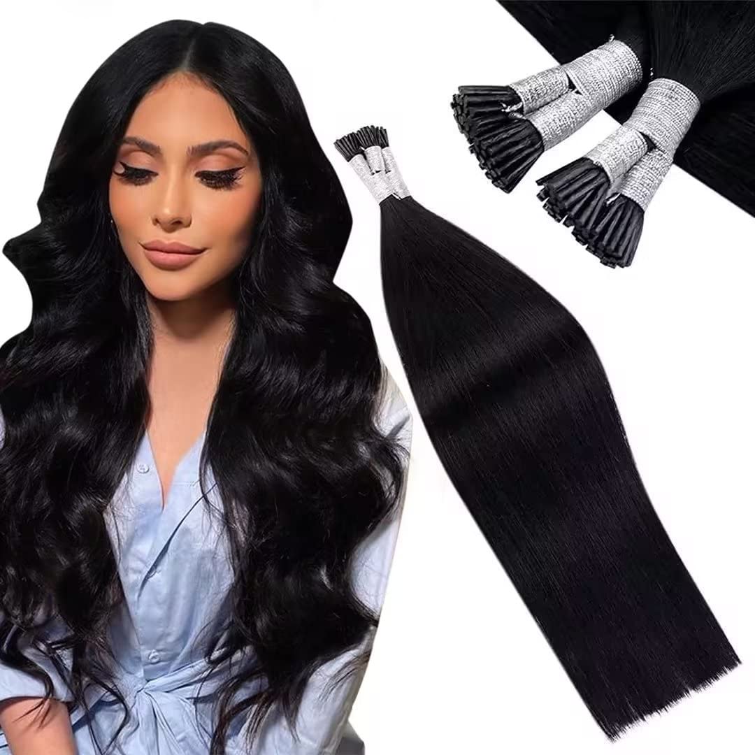 LAAVOO 26 Inch Black Hair Extensions Itip Human Hair