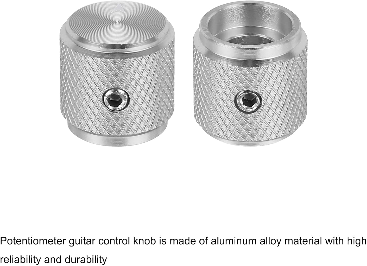 MECCANIXITY 6 Pcs Aluminium Potentiometer Knobs, 1/4" (6mm) Universal Volume Tone Control Knobs with Arrow Indicator for Guitar, 1/2" Silver