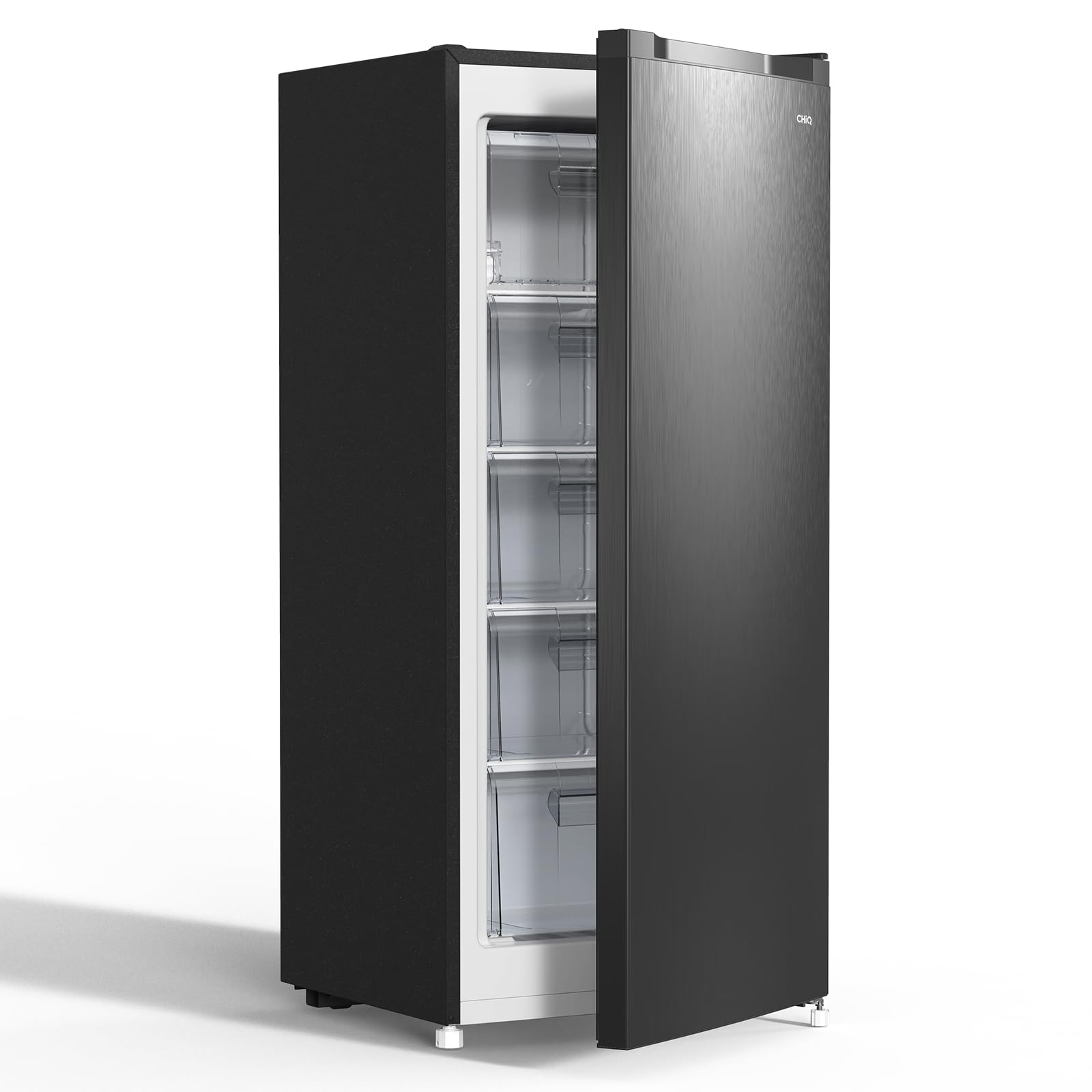 CHiQ Congélateur Armoire 145L Congélation Rapide Thermostat Réglable Silencieux Porte Réversible Noir Classe Énergétique E