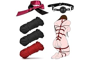 BDSM Bondage Rope Set with Ball Gag, Blindfold, and Restraint Kit