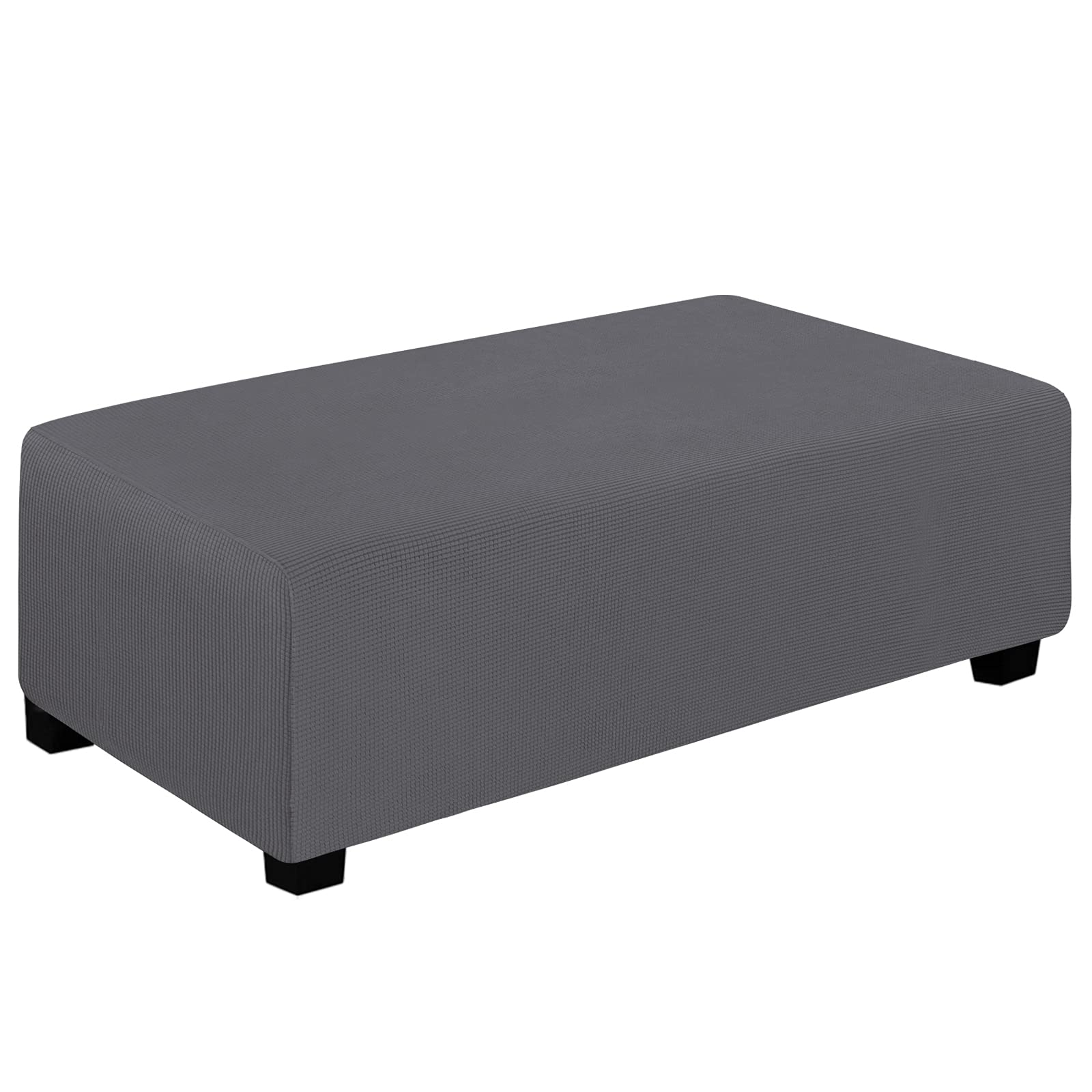 Easy-Going Stretch Ottoman Cover Folding Storage Stool Furniture Protector Soft Rectangle Slipcover with Elastic Bottom (Ottoman XX-Large, Gray) โ image 1