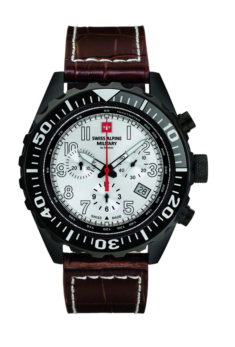 Montre chrono Swiss Alpine Military 7076.9 homme en cuir 10 ATM - 2