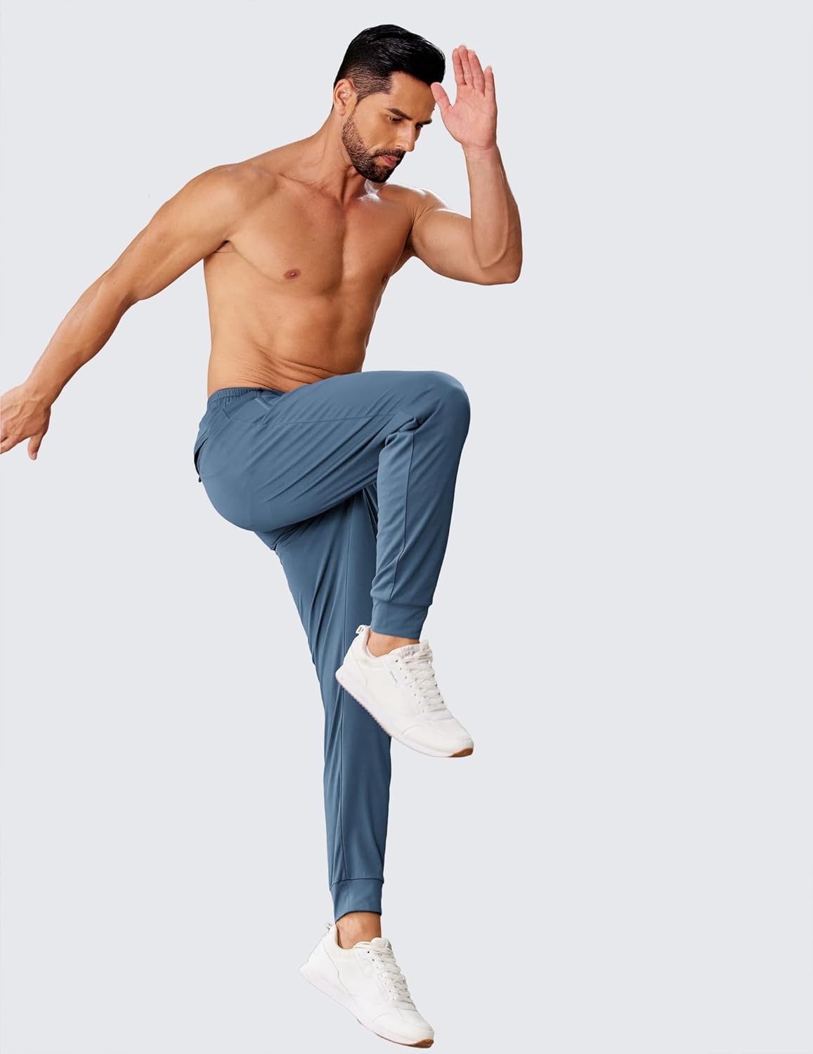 PINSPARK Men's Joggers with Zipper Pockets Stretch Lightweight Athletic Track Pants Gym Quick Dry Workout Pants for Men - Image 6