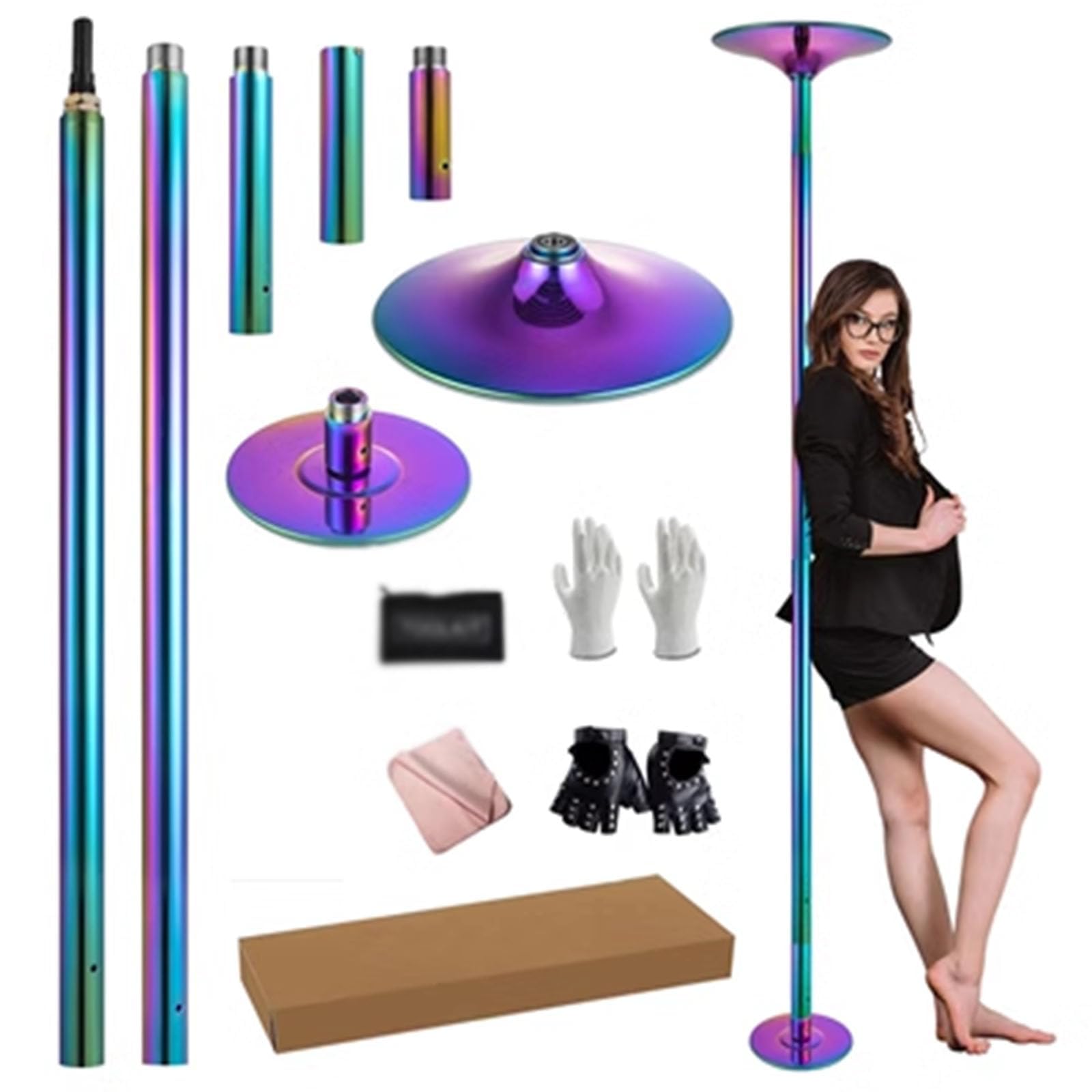 Dancing Pole,Fixed Dance Pole For Home, Portable & Removable Stripper Fitness Pole, Adjustable Height, Static And Rotating, Dance Pole For Beginners Exercise(Color:Purple)