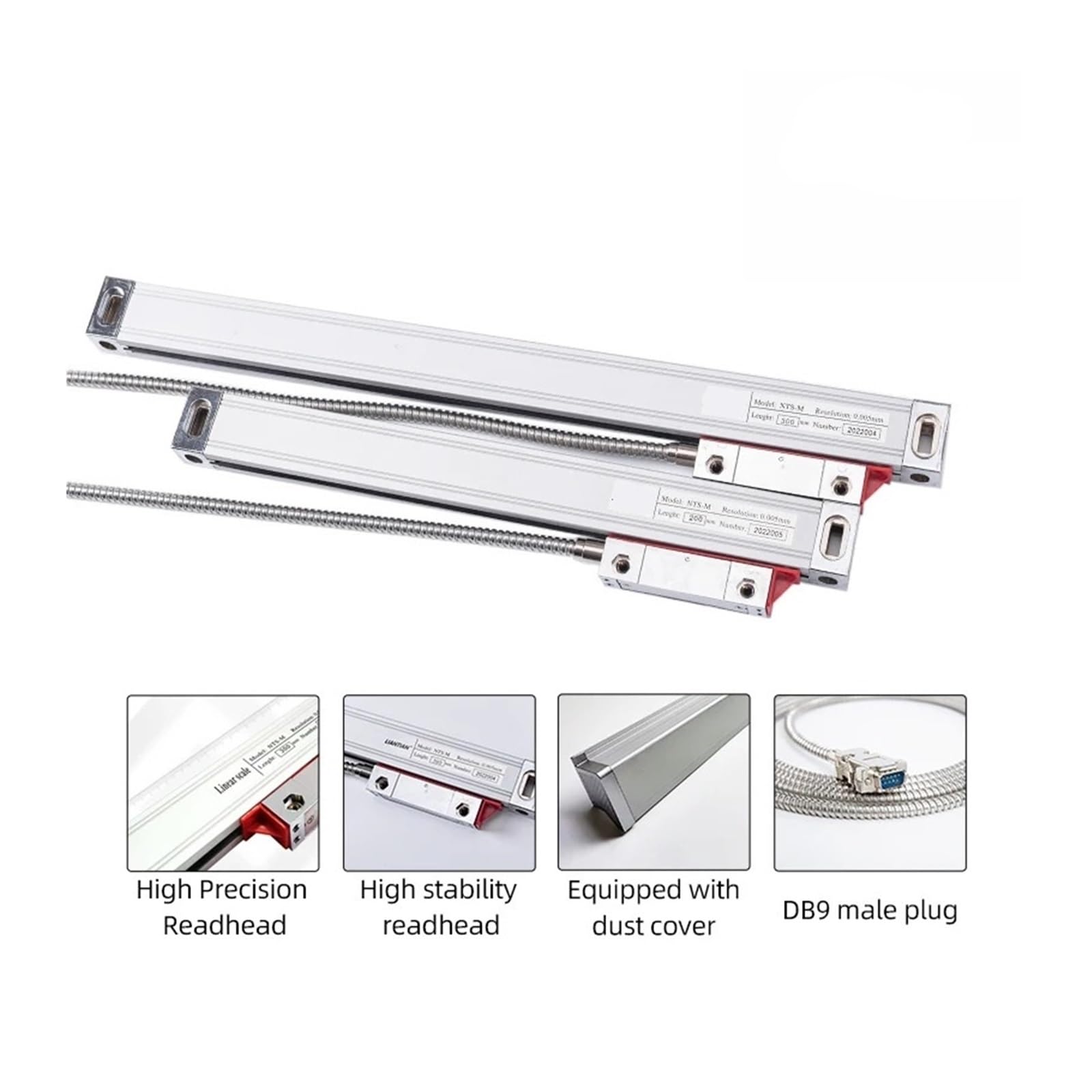 Codeur linéaire, Règle linéaire à encodeur Optique 1 Micron, échelle linéaire Haute précision 0,005 mm TTL DRO 500 600 700 750 800 mm pour fraiseuse(650mm Travel)