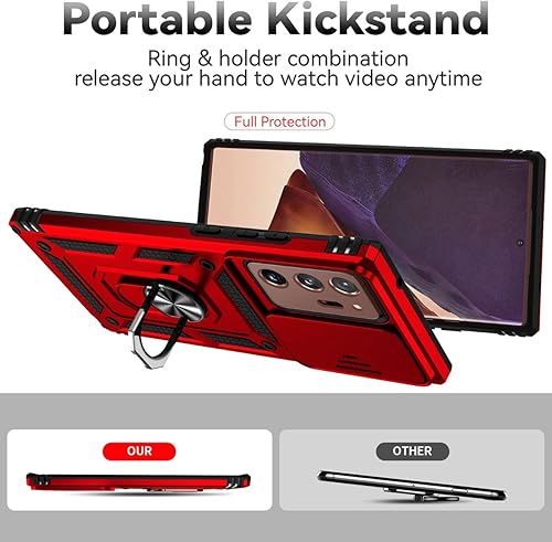 Miniatura 4 de Funda para Galaxy Note 20 UltraSamsung Note 20 Ultra N986U con protector de pantalla de vidrio templado y cubierta para cámara deslizante, anillo