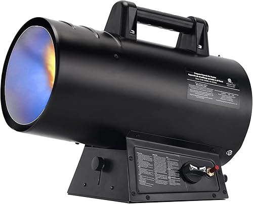 Miniatura 1 de Uthfy Calentador de aire forzado de 60,000 BTU, calentador de aire forzado portátil con manguera de 7.8 pulgadas, calentador de torpedo de gas