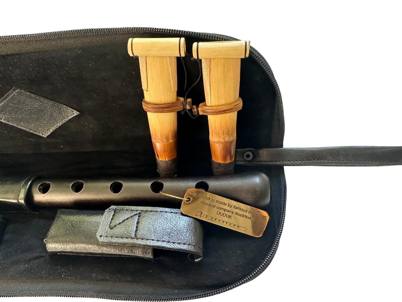 Armenian Professional DUDUK Key A in legno di albicocca Oboe Balaban strumento a fiato, custodia in pelle, 2 ance professionali e istruzioni di gioco