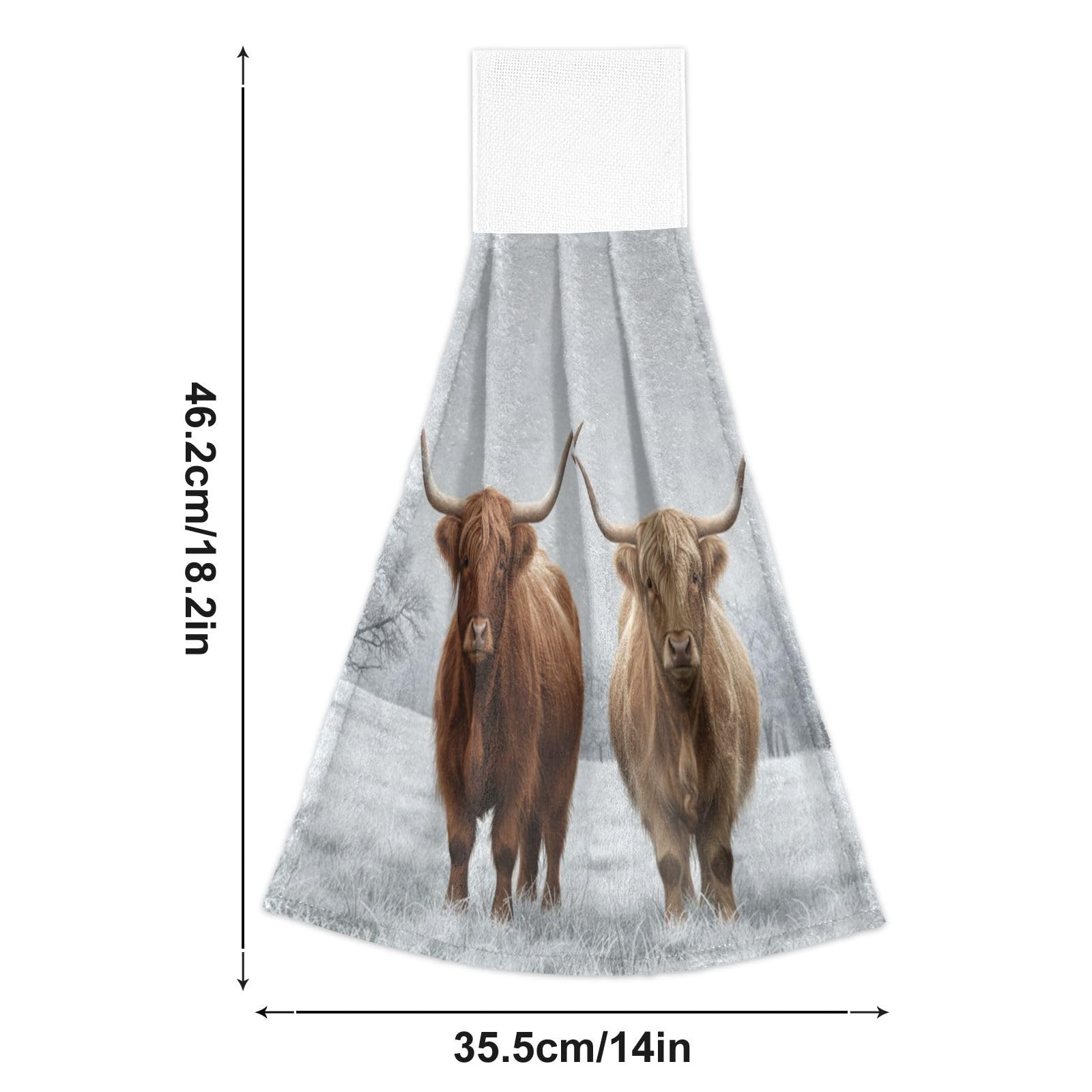 Asciugamano da cucina scozzese Highland Cow 2 pezzi super morbido assorbente Western Deco appeso asciugamani strofinaccio per bagno tè bar tavolo fattoria spiaggia