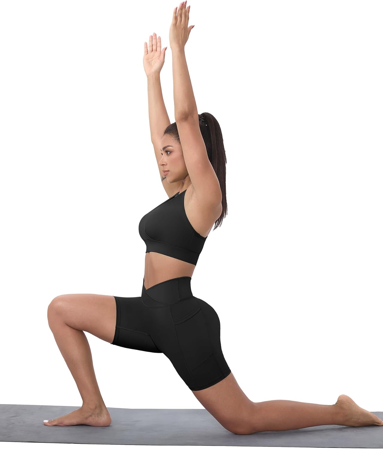 Women's Workout Shorts Crossover Scrunch Butt Lifting High Waisted Gym Shorts Running Yoga Booty Shorts with Pockets - Image 4