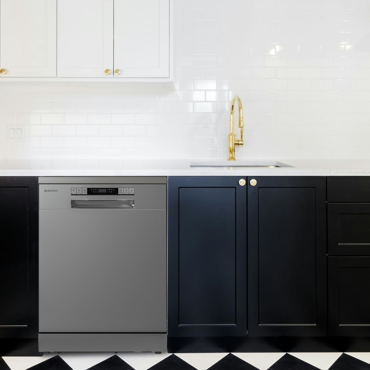GEDTECH Lave-vaisselle posable noir 14 couverts GLV1446SL Départ différé Eco Rapide 46 dB