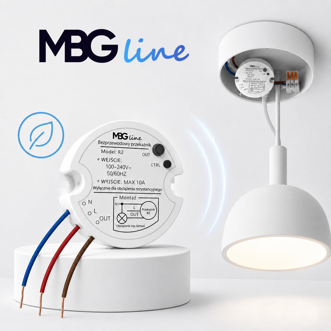 K4RW1 + R2 Kit Interrupteur Sans Fil Cinétique | Interrupteur Mural Auto-Alimenté Sans Pile | Commande d'Éclairage à Distance Sans Câblage ni Perçage pour Lampe et LED, Blanc