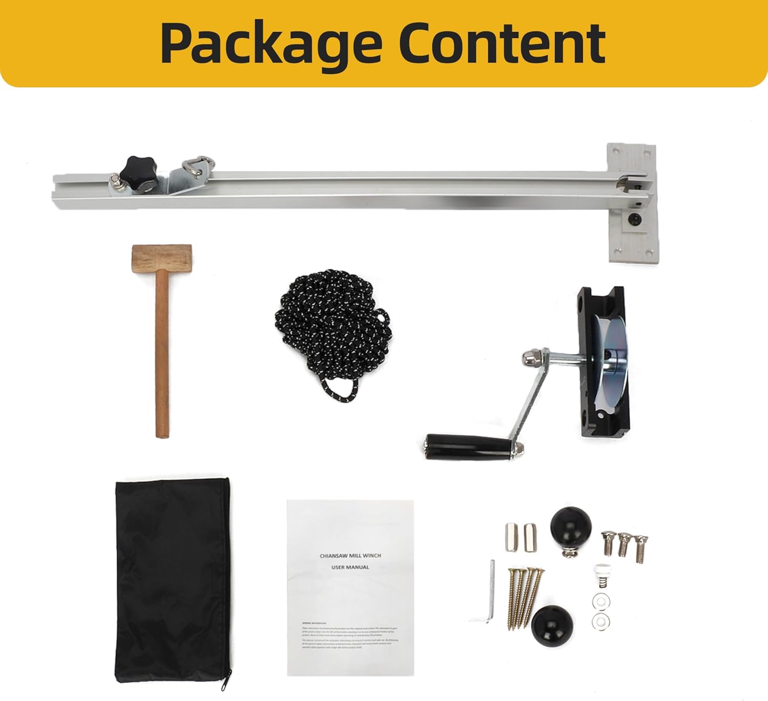 Chainsaw Mill Winch Kit for Chain Saw Milling, Portable Chainsaw Mill Accessories with Winch and Lever Arm Anchor System, Easy to Install, for Sawing Machines Cut Smoother Improve Efficiency