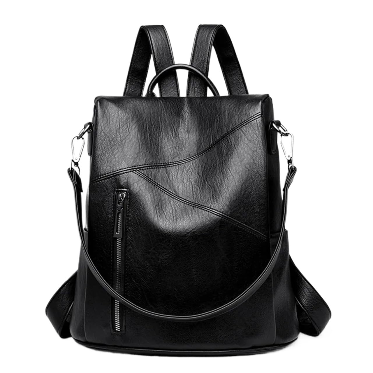 HUWOYG Leather Backpack Women Vintage Shoulder Bag Ladies High Capacity Travel Backpack School Bags For Work, School(Black)