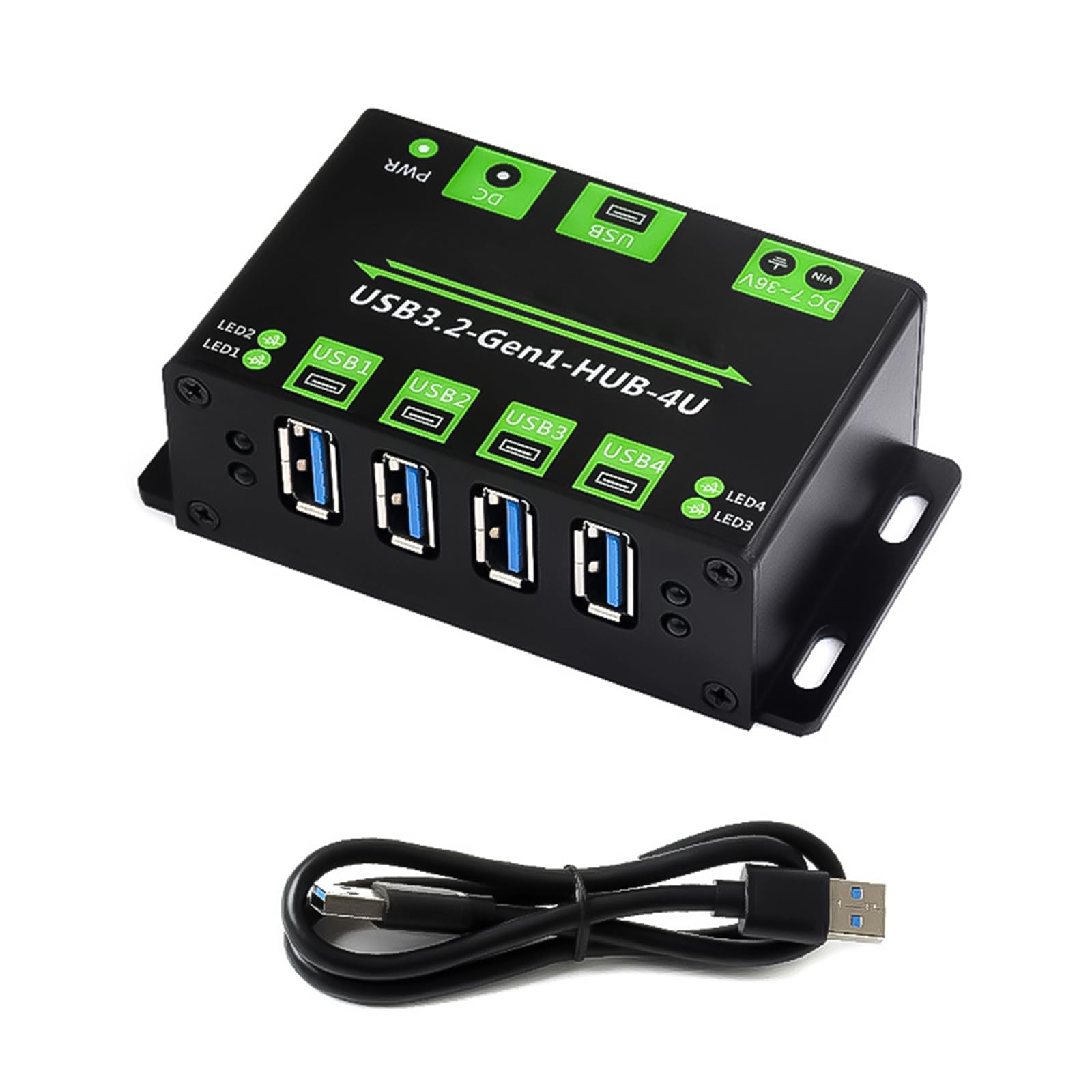Hub USB 3.2 Gen1 a 4 porte ad alta velocità con 7 interfacce di alimentazione 36V per la ricarica stabile del dispositivo
