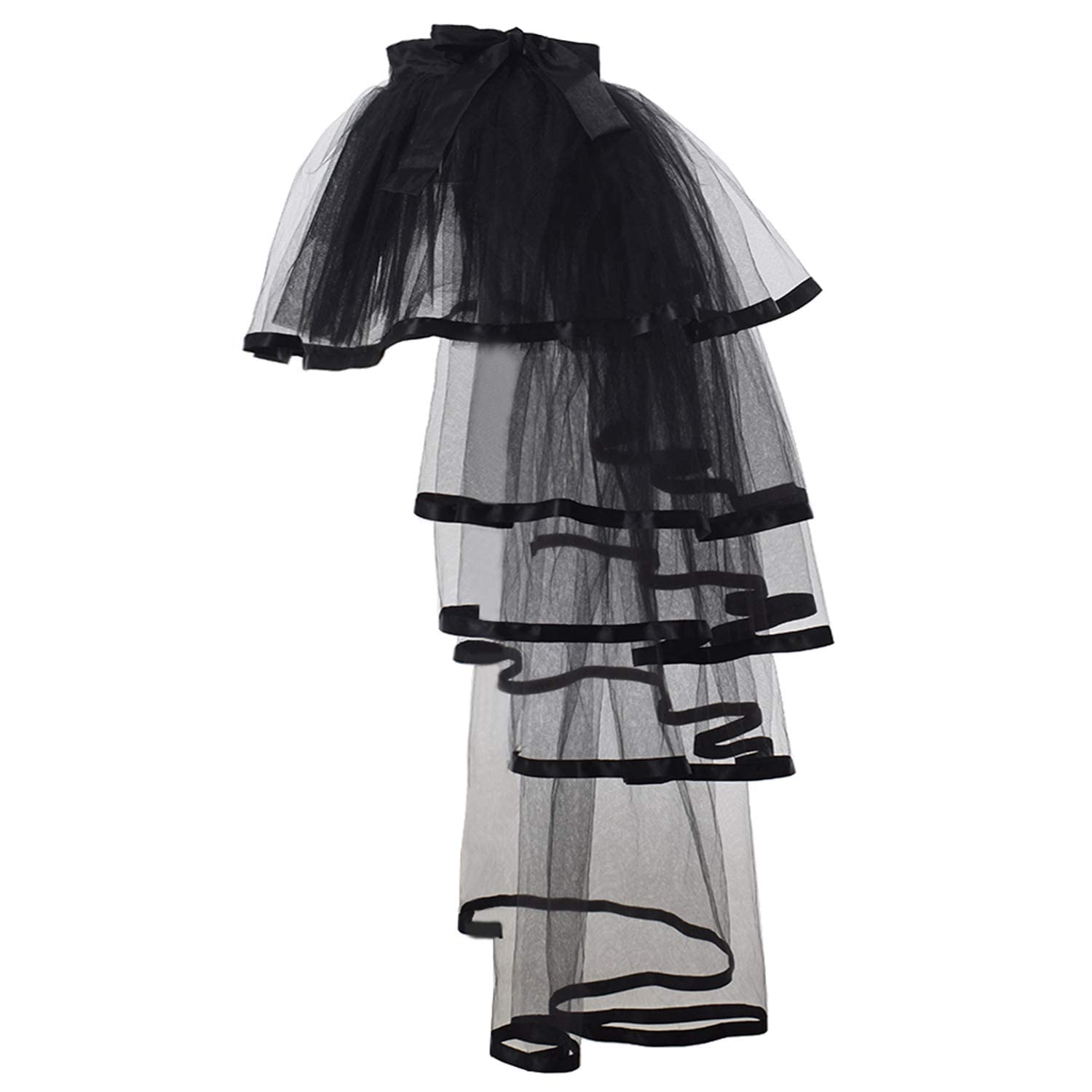 Graceart Women's Black Edge Steampunk Bustle Tutu Belt Black Lace Underskirt (Black Edge)