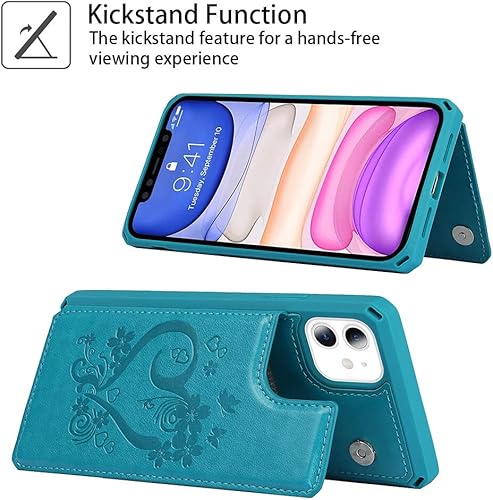 Miniatura 224 de Cavor for iPhone 11 Wallet Case with Card Slots Holder,Premium PU Leather Kickstand Feature Case [Wrist Strap] Double Magnetic Clasp Shockproof Flip