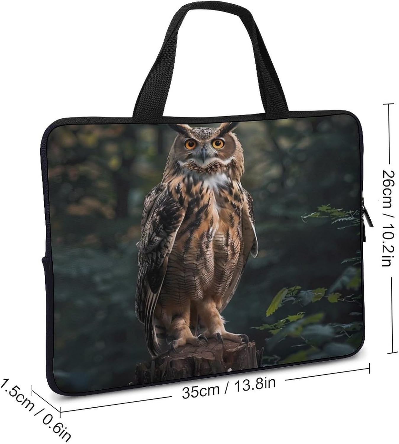 Eurasian Eagle Owl Laptop Bag Print Computer Sleeve Case Protector Briefcase Totes for Women Men