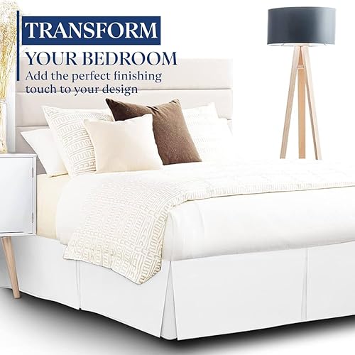 Miniatura 10 de Falda plisada de lujo para cama King, caída a medida de 16 pulgadas, fácil ajuste, volantes plisados contra el polvo, 100% microfibra, calidad de