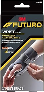 FUTURO Compression Stabilizing Wrist Brace, Right Hand, Small/Medium Size, Provides Support to Injured Wrists, Easy-to-Use Design, Three Straps Provide a Customizable Fit (48400ENR)