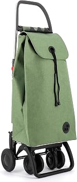 ROLSER I-Max Tweed 4 Wheel 2 Swivelling Foldable Shopping Trolley - Green
