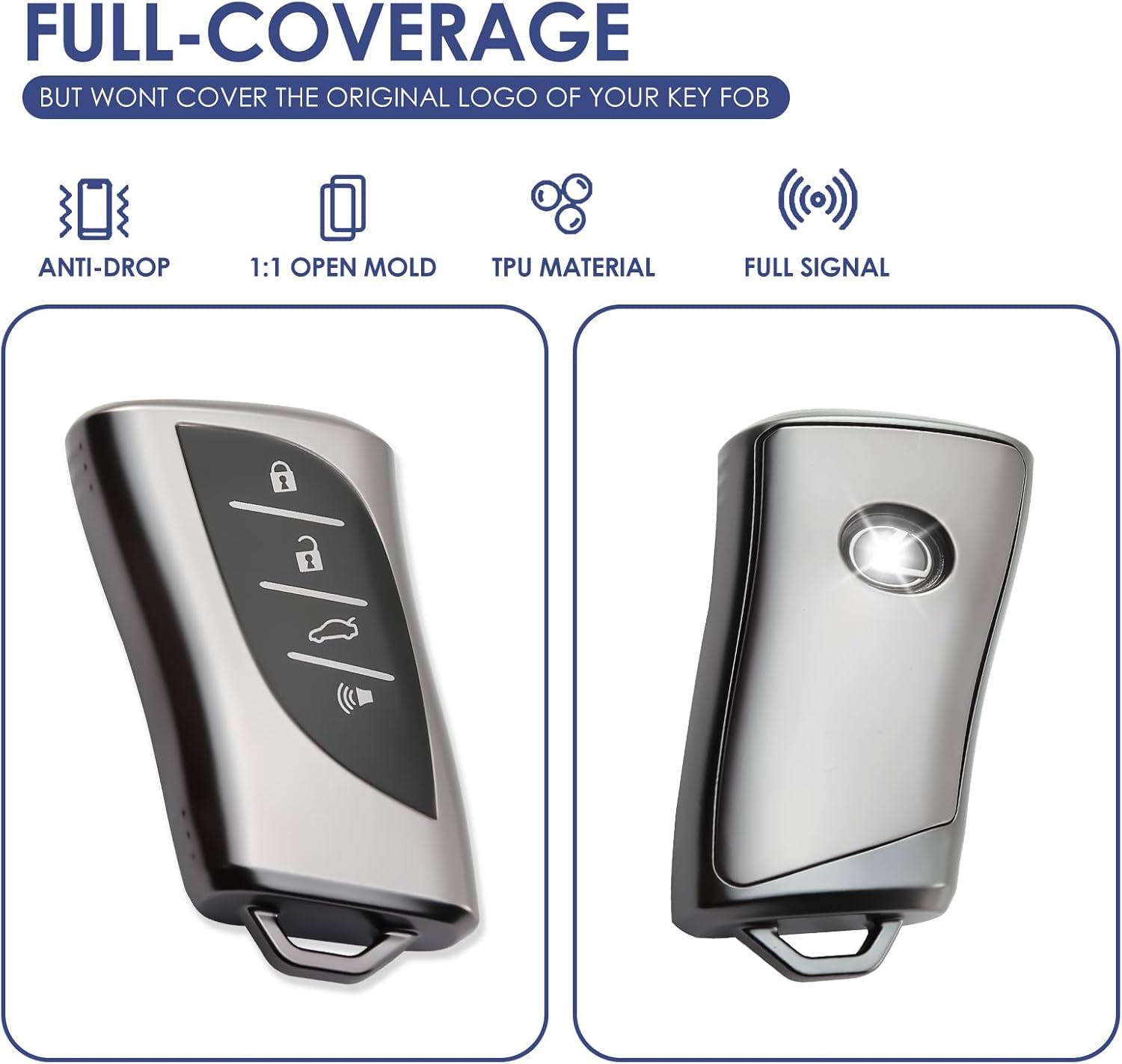 for Lexus Key Fob Cover Compatible with 2018-2025 ES/NX/RX/TX/GX/LX, 4-Button TPU Key Case with Keychain - Image 4