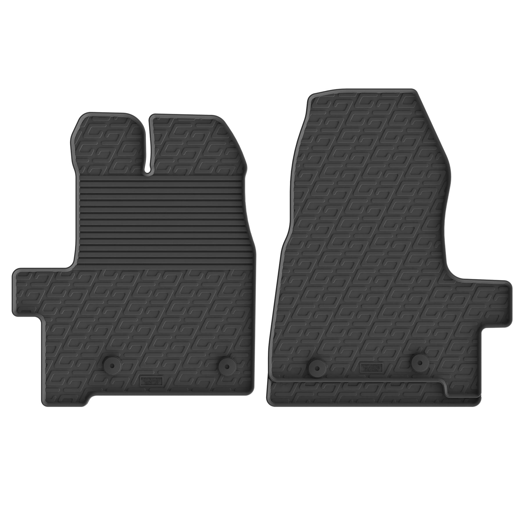 Gledring Rubber car mats set LHD compatible with Ford Transit Custom 3/2016-12/2017 (G profile 2-pieces + mounting clips)