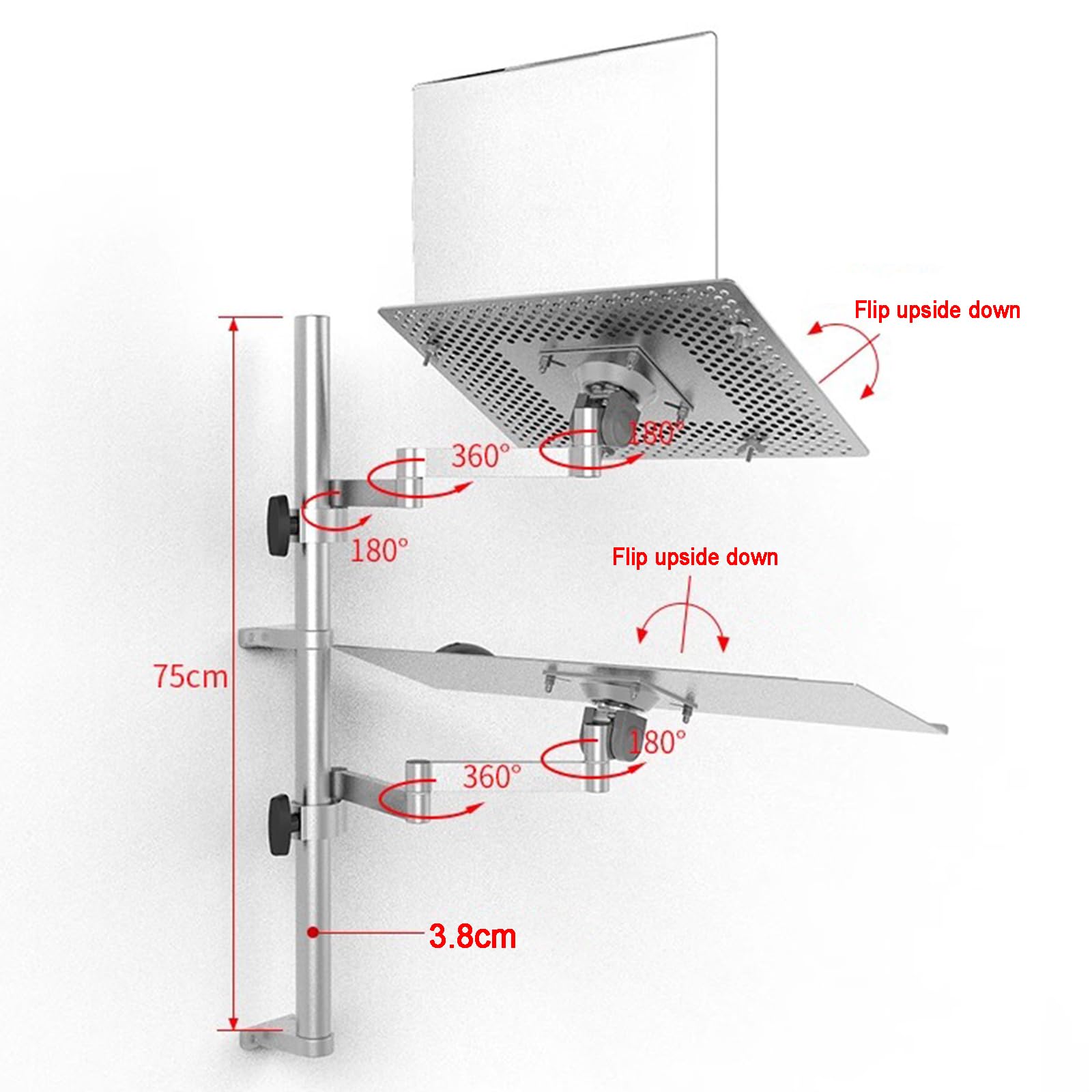 Soporte ajustable de movimiento completo para laptop con brazo extendido, capacidad de carga segura de 8 kg, se adapta a pantallas de 10 a 15.6 pulgadas para uso en oficina y estación de trabajo