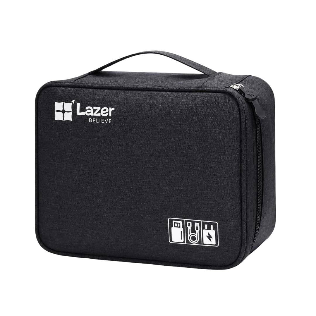 Lazer Accessories Electronics Accessories Organizer Bag Universal Carry Polyester Travel Cable Organizer Case for USB Power Bank Phone Charger Headphones Memory Cards Hard Drive Multi-Function (Black)-image-18