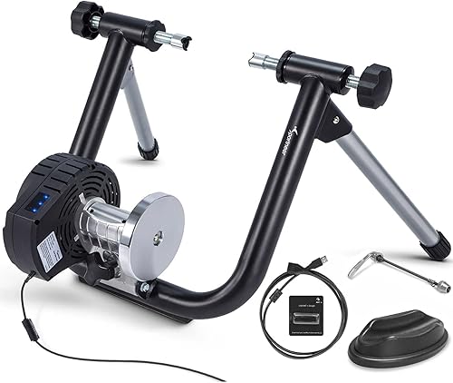 Sportneer Soporte de entrenamiento inteligente para bicicleta de interior, entrenamiento de resistencia electromagnético para ciclismo en