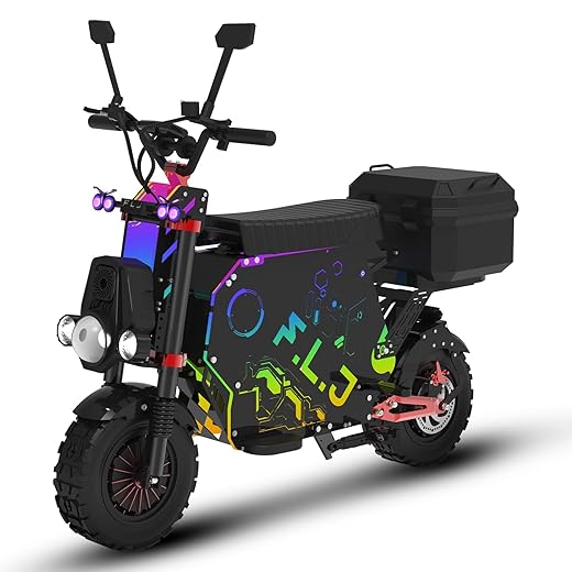 Electric Motorcycle for Adults, 12000W Dual Motor 72V100Ah Long Range Battery, Up to 68 MPH & 186 Miles Range, 14" Off-Road Tires, Dual Suspension, Hydraulic Brakes