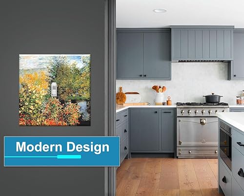 Vista 9 de Art Plates - Monet: Stiller Winkle - Placa decorativa de pared de metal con palanca de 1 banda - Cubierta de placa de interruptor de luz de una