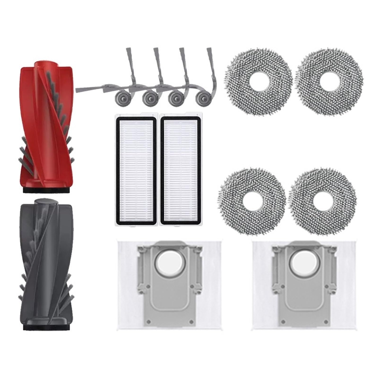 PORRSYDCD Main Roller Side Brush Hepa Filter Mop Cloth Dust Bag Parts Replacement，Compatible With Roborock Qrevo Curv Robot Vacuum Cleaner Accessories(14pcs)