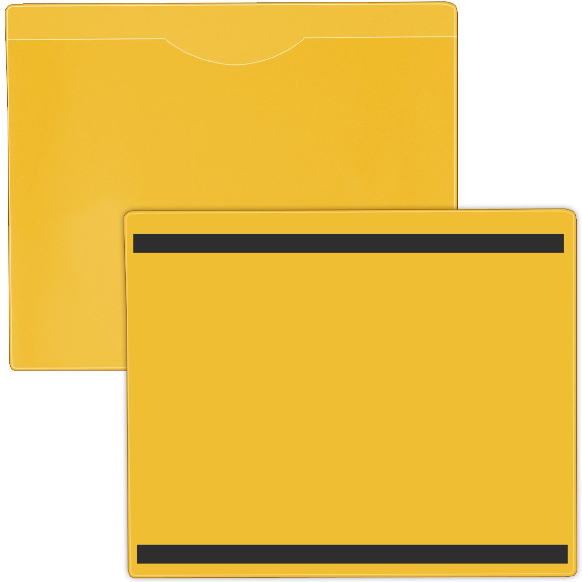 StoreSMART - File Jacket with Magnetic Back - 5-Pack - Yellow Plastic Back, Clear Plastic Front - Heavy Duty - FJ85PQYML-5