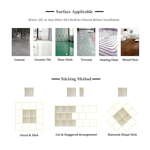 Miniatura 7 de Euventyles Azulejos de vinilo autoadhesivos de 12 x 12 pulgadas, color blanco brillante, impermeable, azulejos de despegar y pegar, azulejos de